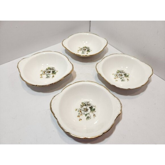 Vintage Royal Tudor 22KT Gold Trim Linda Pattern Bowls Set Of 5 Floral - Picture 7 of 12